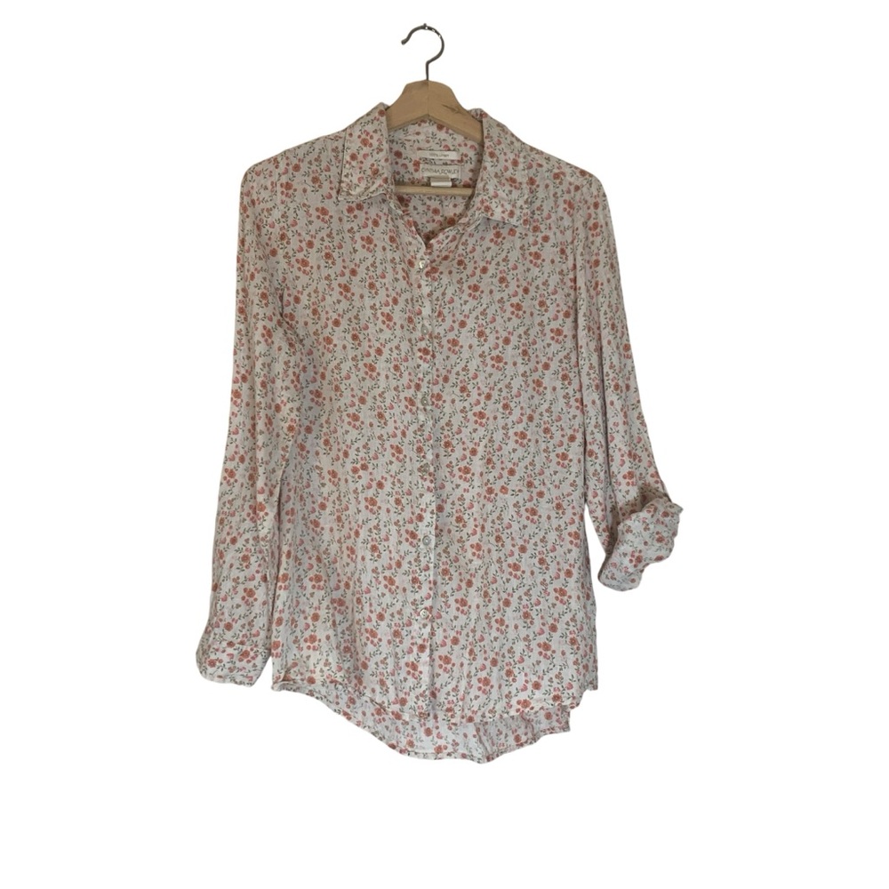 Cynthia Rowley Floral Button Down Shirt - White and Red